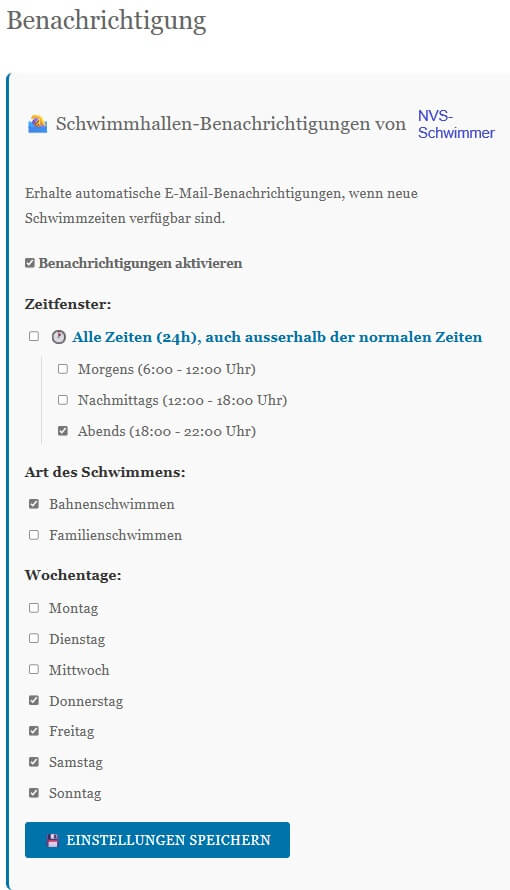 Bild des Einstellungsfensters